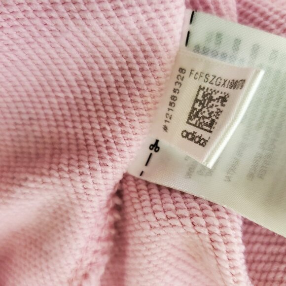 Adidas Graphic Logo Print Hoodie French Terry Tunic Hoodie Pink Black Sz XS - Picture 12 of 12